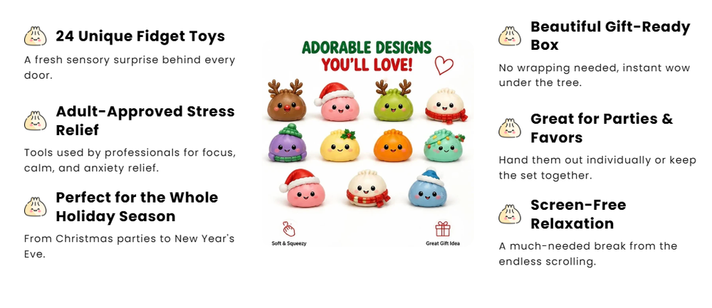 🎄 2026 Christmas Advent Calendar: Mini Dumpling Squishies, 24 Days of Squishy Stress Relief 🥟✨